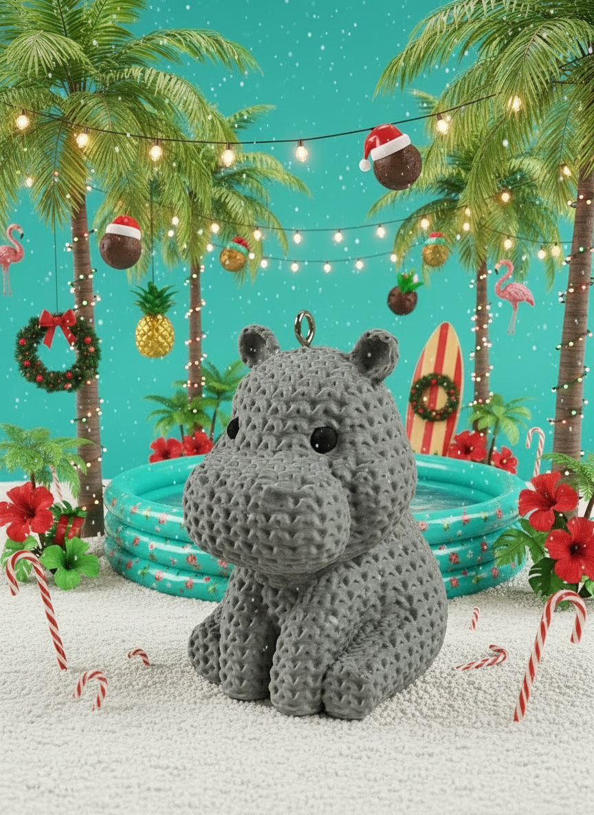 Knitted Hippo Ornament