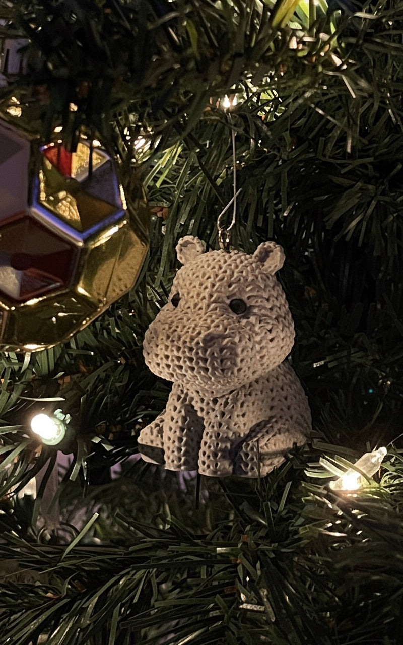 Knitted Hippo Ornament