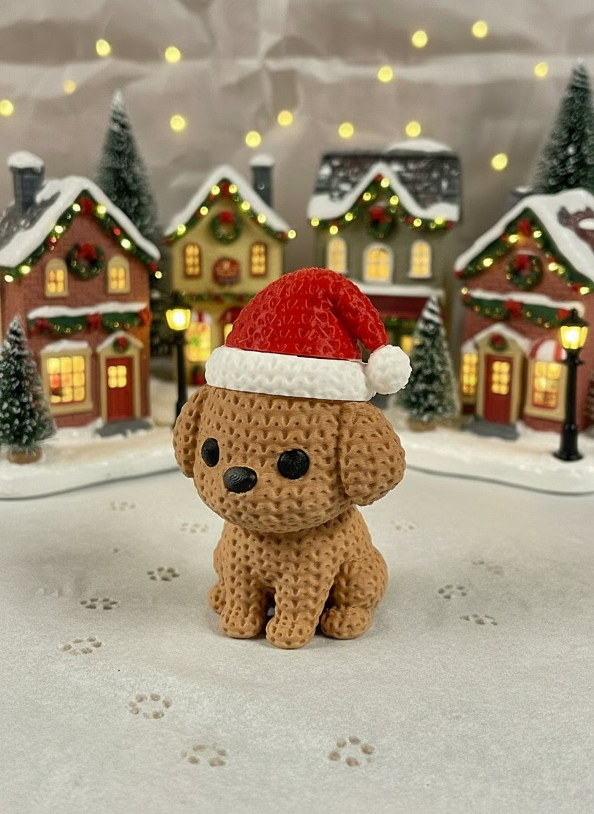 Knitted Dog with Santa Hat