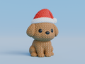 Knitted Dog with Santa Hat