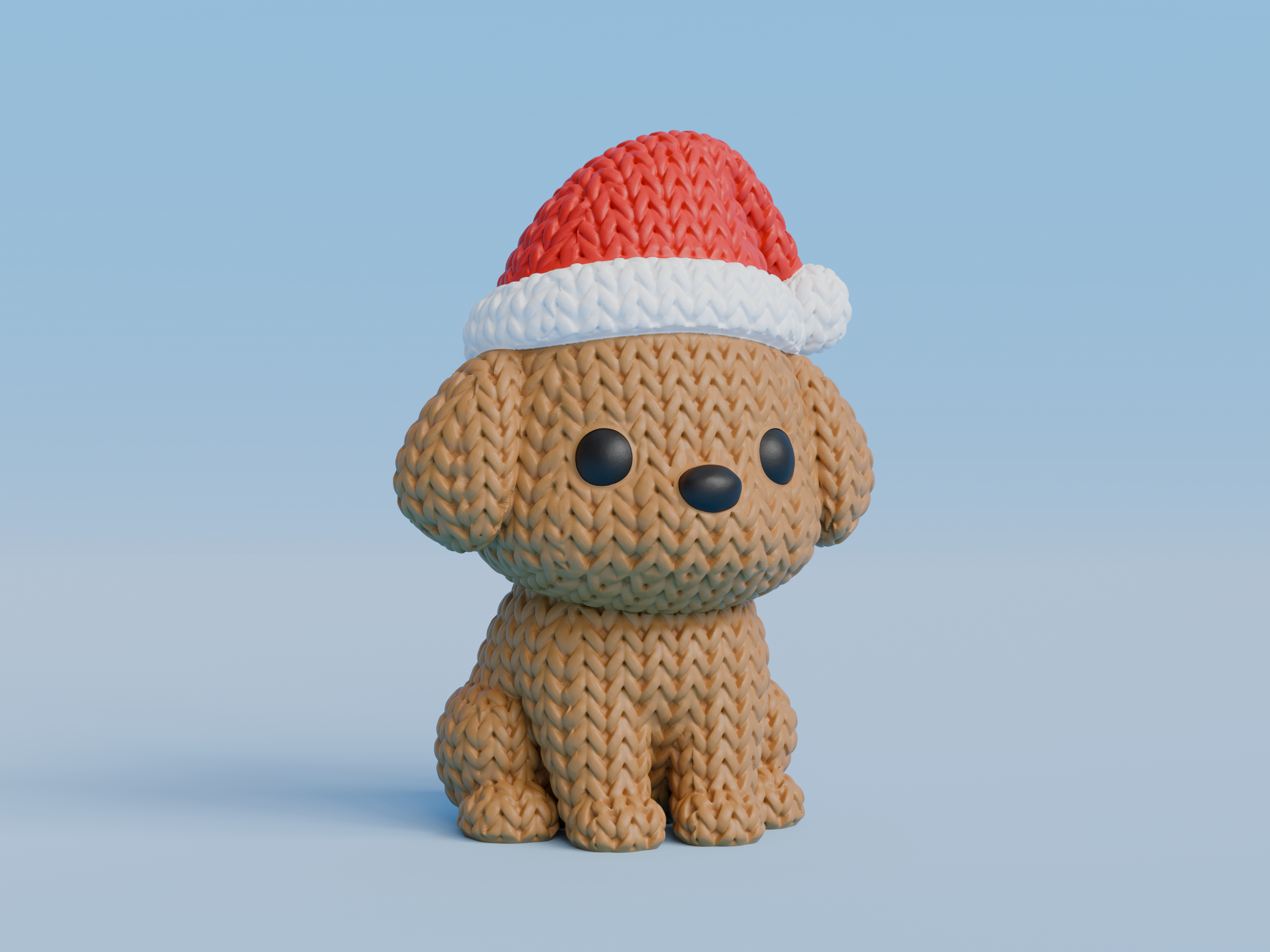 Knitted Dog with Santa Hat